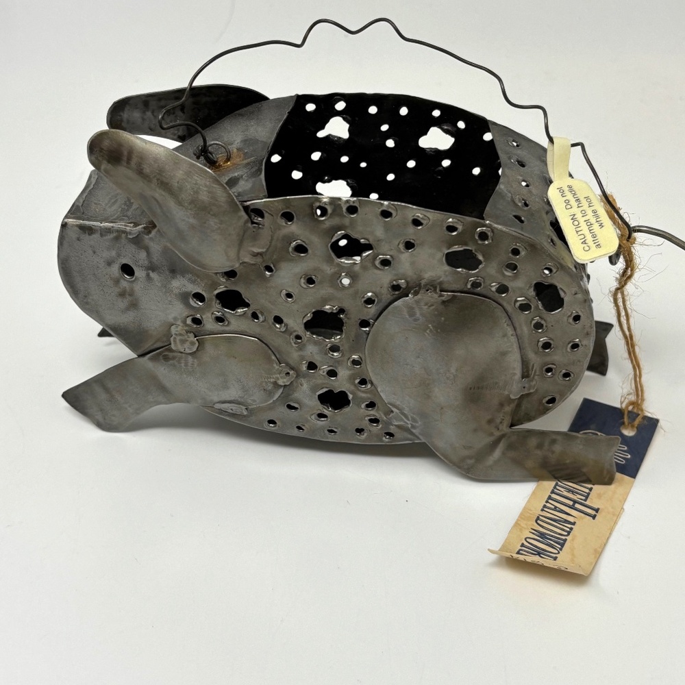 Blue Handworks Small Pig Metal Tea Light Candle Holder Hand Crafted Indonesia